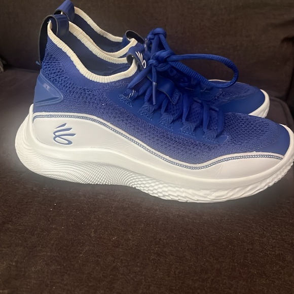 Steph Curry blue basketball sneakers- worn once - Picture 2 of 3